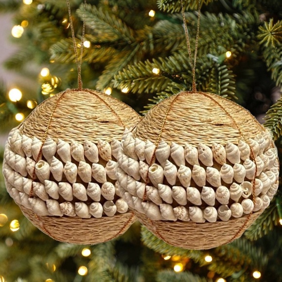 2ct Round Straw and Seashell Ornaments - Picture 4 of 13